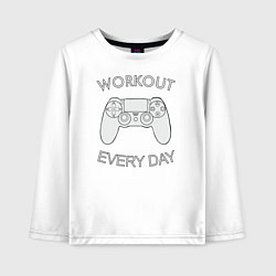 Лонгслив хлопковый детский WorkOut Every Day, цвет: белый