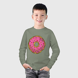 Лонгслив хлопковый детский Сладкий пончик, цвет: авокадо — фото 2