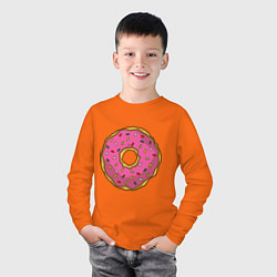 Лонгслив хлопковый детский Сладкий пончик, цвет: оранжевый — фото 2