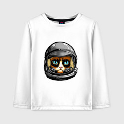 Лонгслив хлопковый детский Кот космонавт, цвет: белый