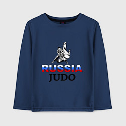 Лонгслив хлопковый детский Russia judo, цвет: тёмно-синий