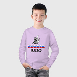 Лонгслив хлопковый детский Russia judo, цвет: лаванда — фото 2
