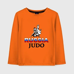 Лонгслив хлопковый детский Russia judo, цвет: оранжевый