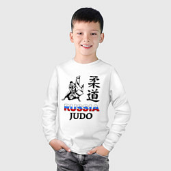 Лонгслив хлопковый детский Russia Judo, цвет: белый — фото 2