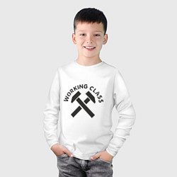 Лонгслив хлопковый детский Working class, цвет: белый — фото 2