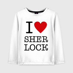 Лонгслив хлопковый детский I love Sherlock, цвет: белый