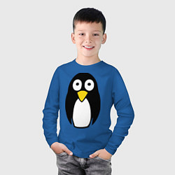 Лонгслив хлопковый детский Милый пингвин, цвет: синий — фото 2