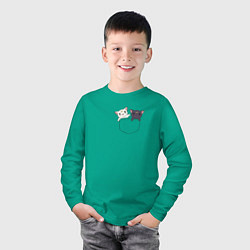 Лонгслив хлопковый детский Кисы, цвет: зеленый — фото 2