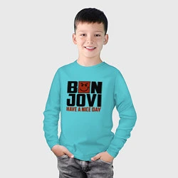 Лонгслив хлопковый детский Bon Jovi: Nice day, цвет: бирюзовый — фото 2