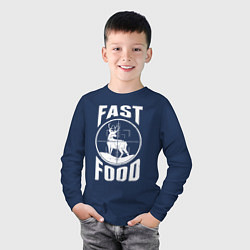Лонгслив хлопковый детский FAST FOOD олень в прицеле, цвет: тёмно-синий — фото 2