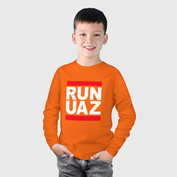 Лонгслив хлопковый детский Run UAZ, цвет: оранжевый — фото 2