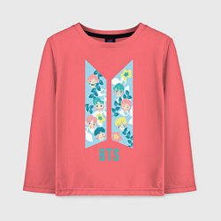 Лонгслив хлопковый детский BTS Army Floral, цвет: коралловый