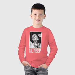 Лонгслив хлопковый детский Lil Peep: White Style, цвет: коралловый — фото 2