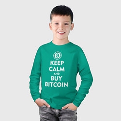 Лонгслив хлопковый детский Keep Calm & Buy Bitcoin, цвет: зеленый — фото 2