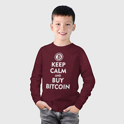 Лонгслив хлопковый детский Keep Calm & Buy Bitcoin, цвет: меланж-бордовый — фото 2