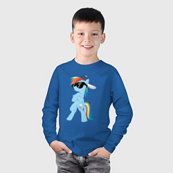 Лонгслив хлопковый детский Крутая пони, цвет: синий — фото 2