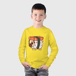 Лонгслив хлопковый детский Мопс-суши, цвет: желтый — фото 2