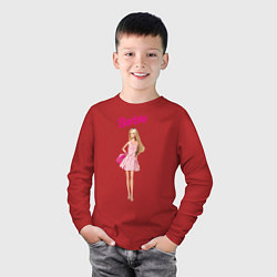 Лонгслив хлопковый детский Барби на прогулке, цвет: красный — фото 2