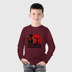 Лонгслив хлопковый детский Самурай Champloo закат, цвет: меланж-бордовый — фото 2