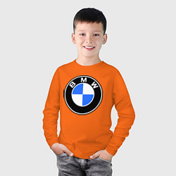 Лонгслив хлопковый детский Logo BMW, цвет: оранжевый — фото 2