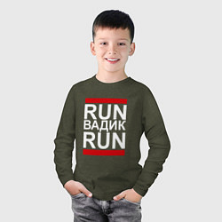 Лонгслив хлопковый детский Run Вадик Run, цвет: меланж-хаки — фото 2