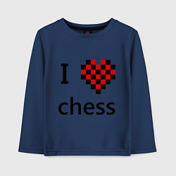Лонгслив хлопковый детский I love chess, цвет: тёмно-синий