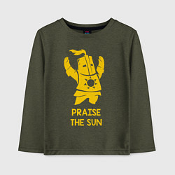 Лонгслив хлопковый детский Praise the Sun, цвет: меланж-хаки