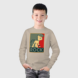 Лонгслив хлопковый детский Rock Pony, цвет: миндальный — фото 2