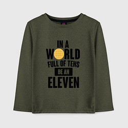 Лонгслив хлопковый детский Be A Eleven, цвет: меланж-хаки