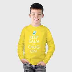 Лонгслив хлопковый детский Keep Calm & Chug on, цвет: желтый — фото 2