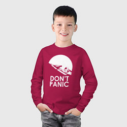 Лонгслив хлопковый детский Elon: Don't Panic, цвет: маджента — фото 2