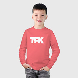 Лонгслив хлопковый детский TFK: White Logo, цвет: коралловый — фото 2