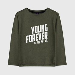 Лонгслив хлопковый детский Young Forever, цвет: меланж-хаки