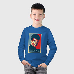 Лонгслив хлопковый детский Drake, цвет: синий — фото 2