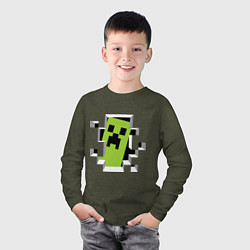 Лонгслив хлопковый детский Crash Minecraft, цвет: меланж-хаки — фото 2