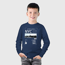 Лонгслив хлопковый детский NYC Style цвета тёмно-синий — фото 2