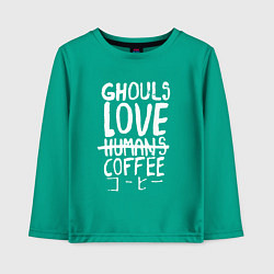 Лонгслив хлопковый детский Ghouls Love Coffee, цвет: зеленый