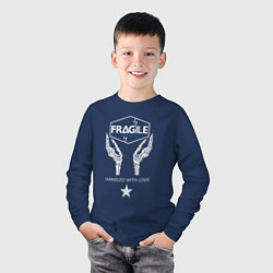 Лонгслив хлопковый детский Fragile Express, цвет: тёмно-синий — фото 2