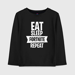 Лонгслив хлопковый детский Eat Sleep Fortnite Repeat, цвет: черный