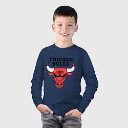 Лонгслив хлопковый детский Chicago Bulls, цвет: тёмно-синий — фото 2
