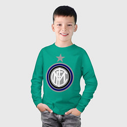 Лонгслив хлопковый детский Inter FC, цвет: зеленый — фото 2