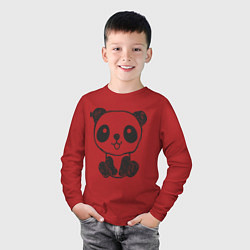 Лонгслив хлопковый детский Малыш панда, цвет: красный — фото 2