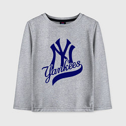 Лонгслив хлопковый детский NY - Yankees цвета меланж — фото 1