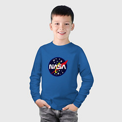 Лонгслив хлопковый детский NASA: Space Style, цвет: синий — фото 2
