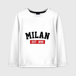 Лонгслив хлопковый детский FC Milan Est. 1899, цвет: белый