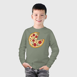 Лонгслив хлопковый детский Пицца парная, цвет: авокадо — фото 2