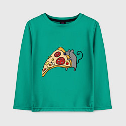 Лонгслив хлопковый детский Кусочек пиццы парная, цвет: зеленый