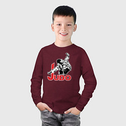 Лонгслив хлопковый детский Judo Master, цвет: меланж-бордовый — фото 2