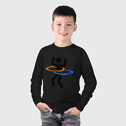 Лонгслив хлопковый детский Portal Рoops, цвет: черный — фото 2