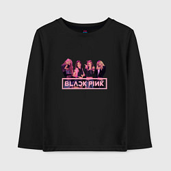 Лонгслив хлопковый детский Black Pink Band, цвет: черный